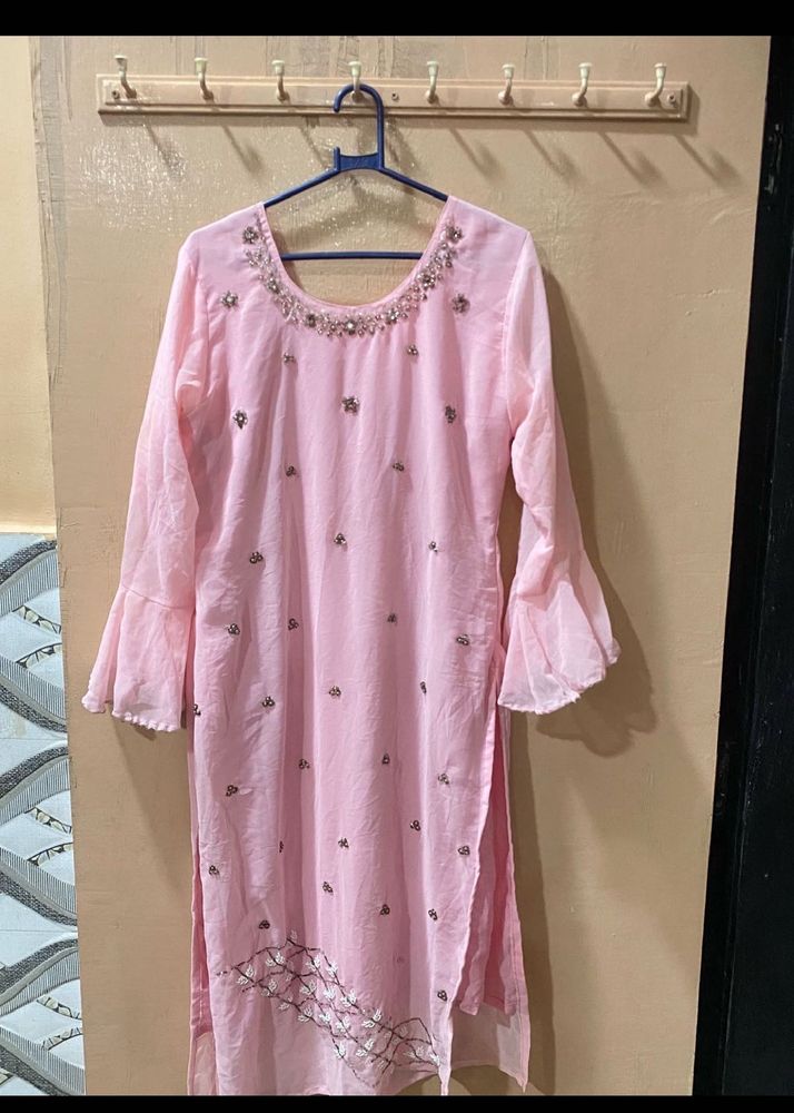 Pink Embellished Kurta