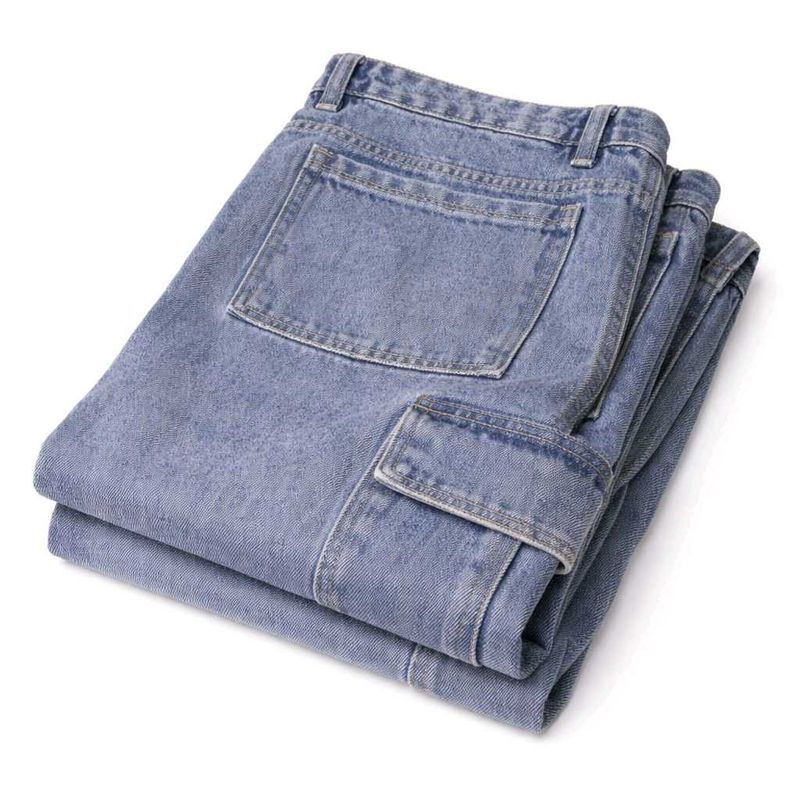 Light Wash Denim Cargo Jeans