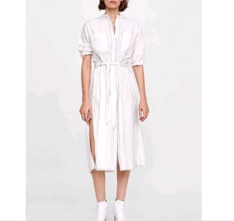 ZARA BASIC White Button Down Dress