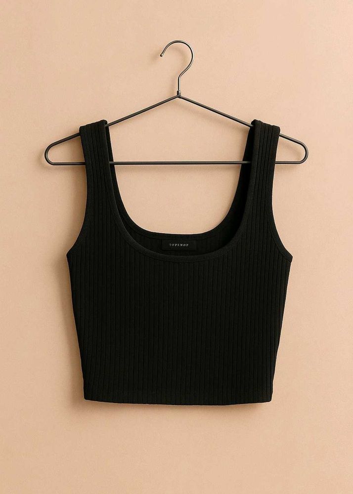 Topshop Black Ribbed Tank Top