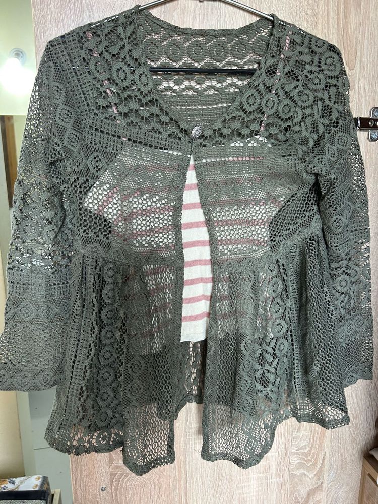 Green Lace Shrug