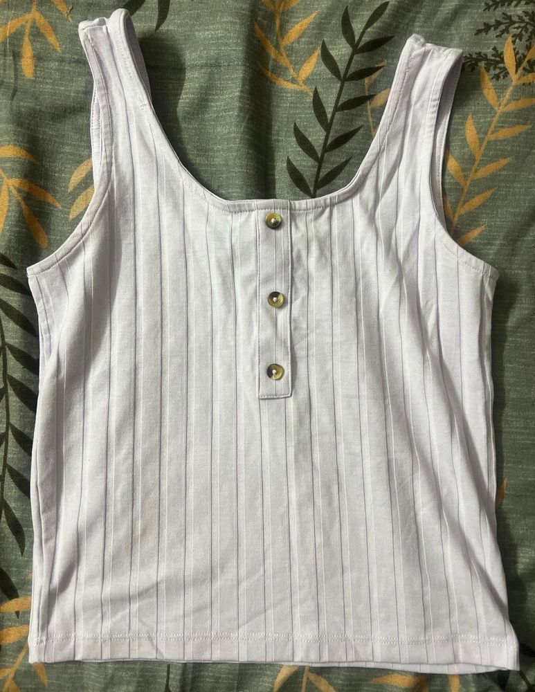Ribbed Tank Top with Buttons