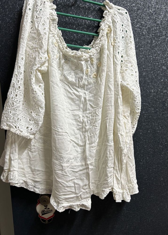 White Eyelet Off-Shoulder Top