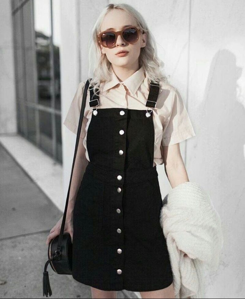 H&amp;M Dungaree Dress Pinafore Black