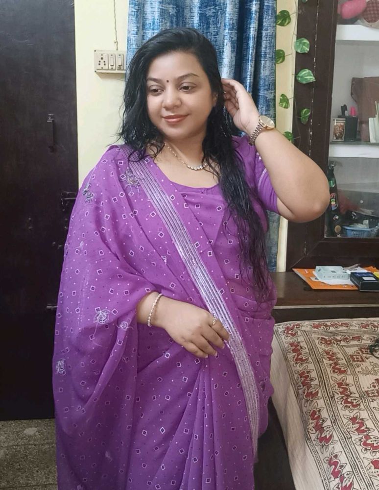 Purple Printed Saree
