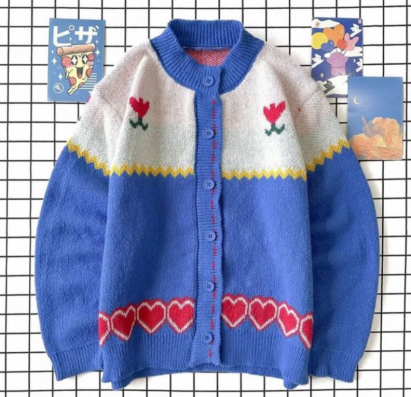 Cute Heart &amp; Floral Cardigan