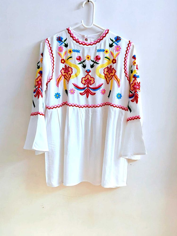 Embroidered White Top