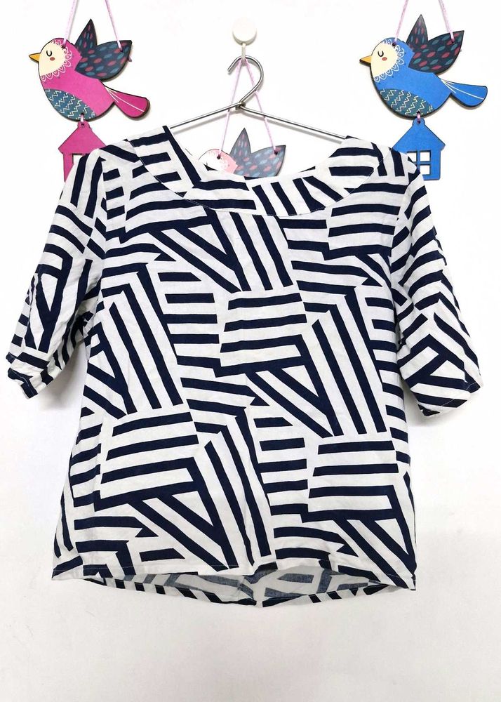 Striped Geometric Print Top