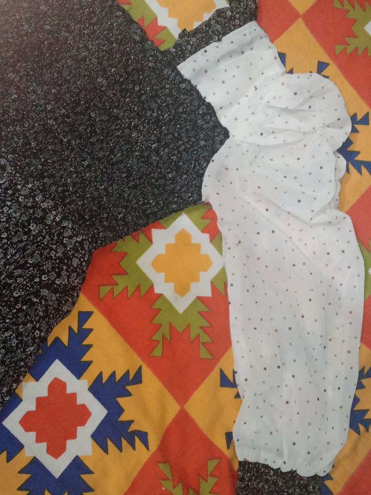 Polka Dot Sleeve Midii Stretchable