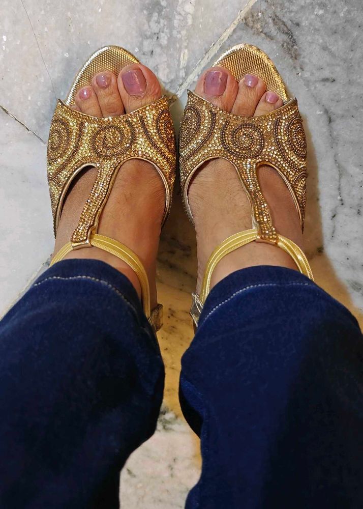 Gold Embellished bridal heels