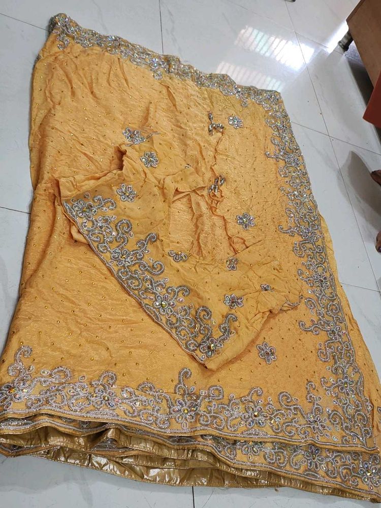 Elegant Embellished Saree With Stiched  Blouse