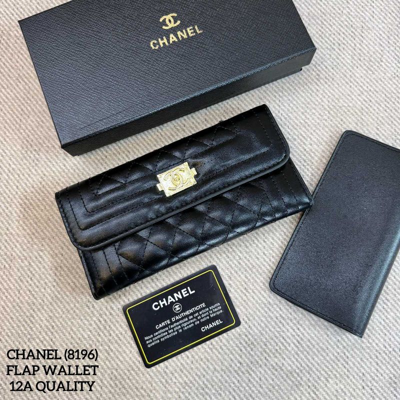 CHANEL BOY BLACK CAVIER WALLET WD BOX