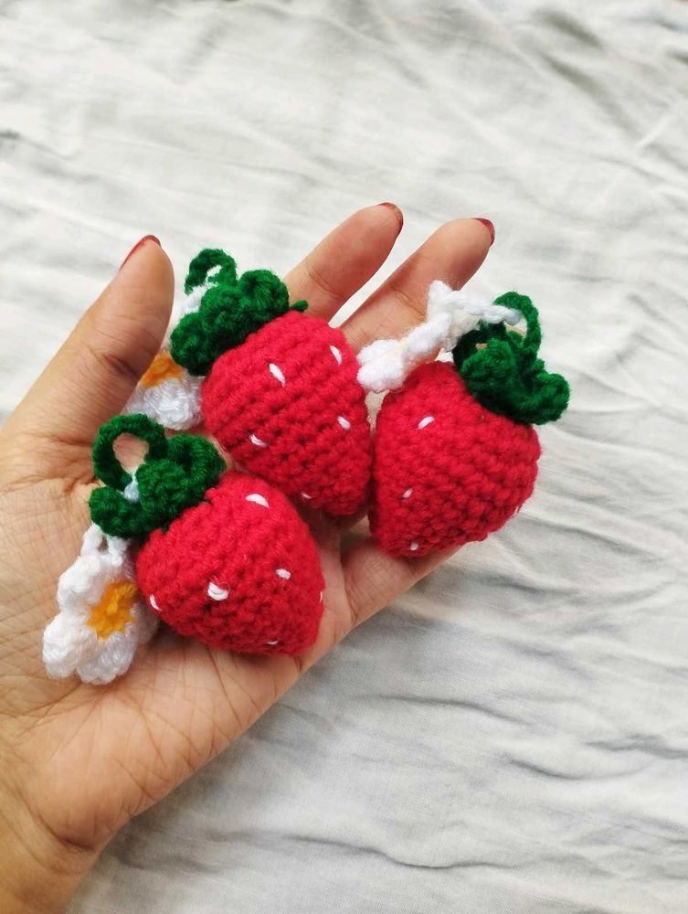 Crochet Strawberry Charms