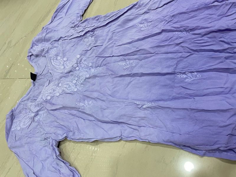 Long Chikankari Kurti