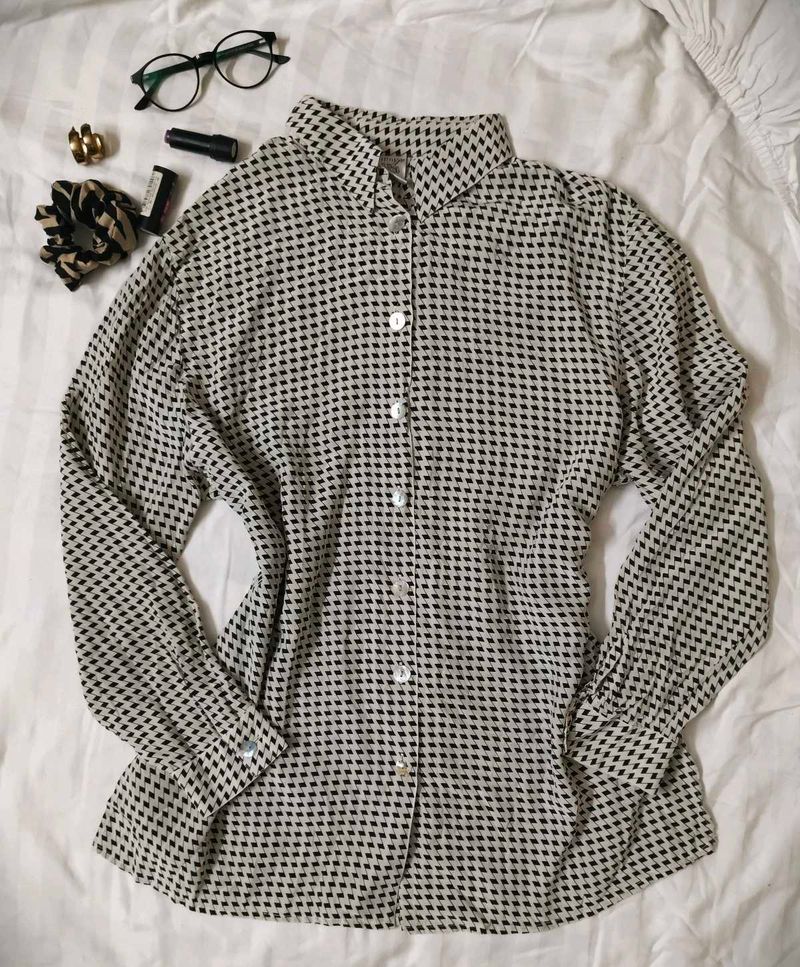 Patterned Button-Down Shirt