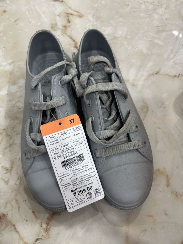 Grey Lace-Up Sneakers - Size 37