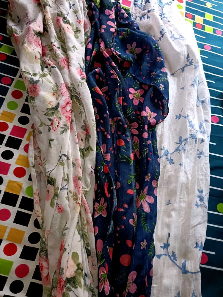 Set Of 3 Cotton Scarfs