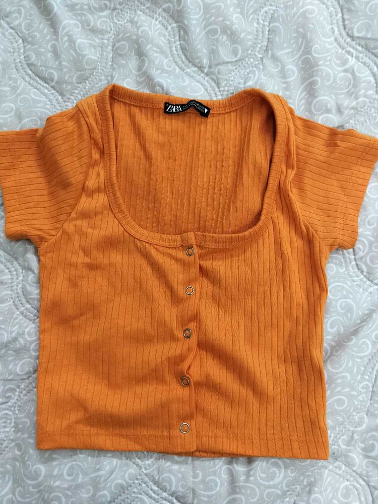 Zara Orange Crop Top