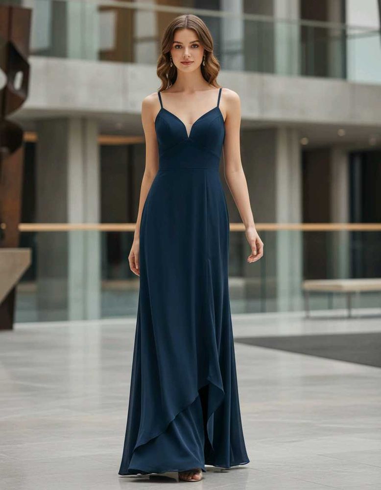 Elegant Navy Blue Maxi AZAZIE Dress (A4)