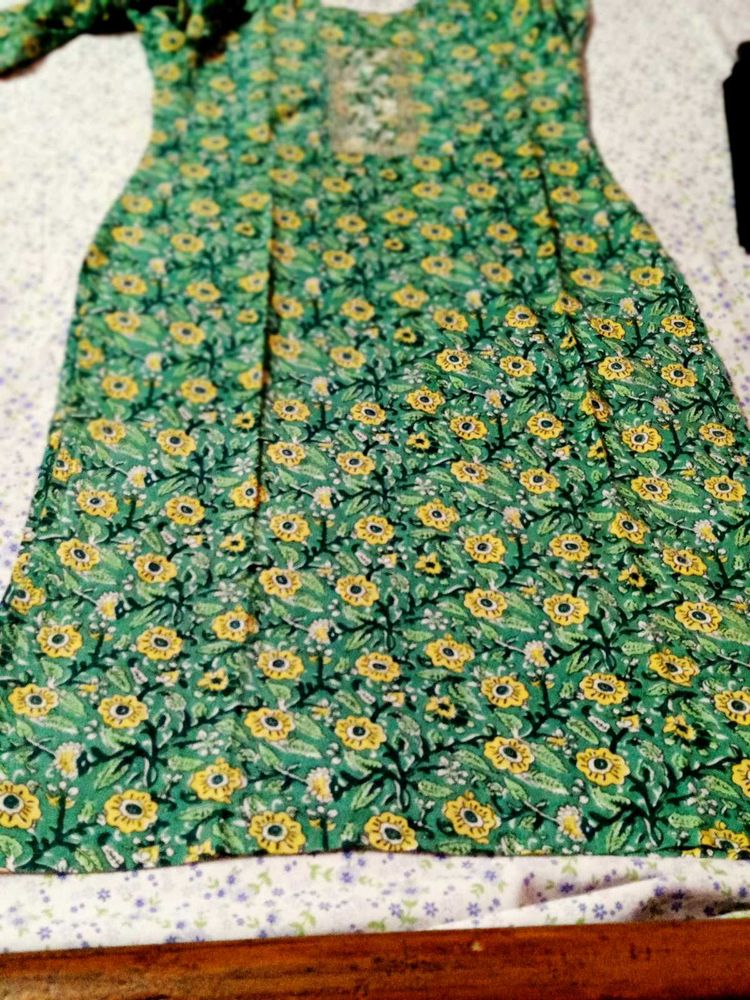 Green Floral Embroidered Top