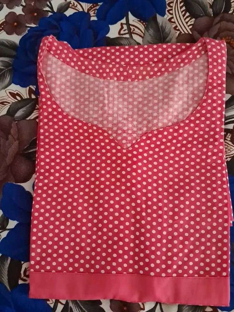 Pink Bobby Print Kurti