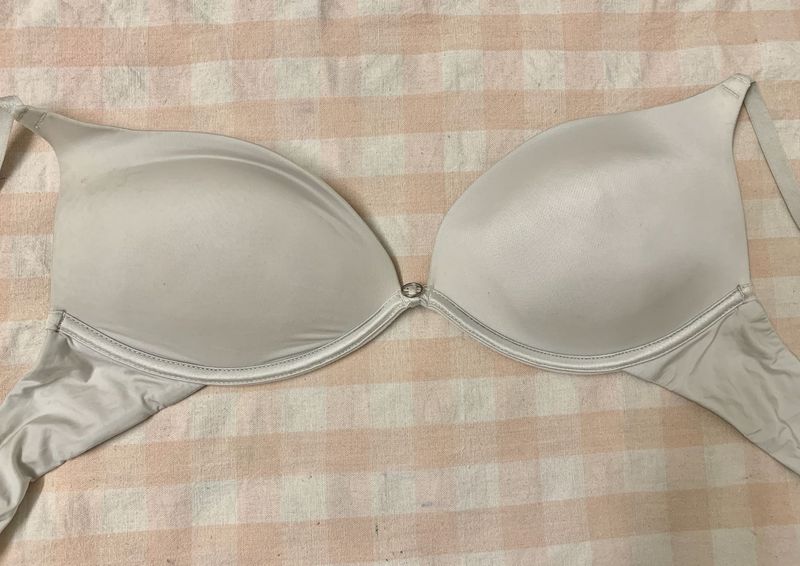 Elegant White Silver Bra