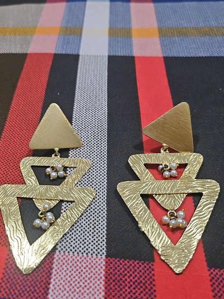 Geometric Gold Tone Dangle Earrings