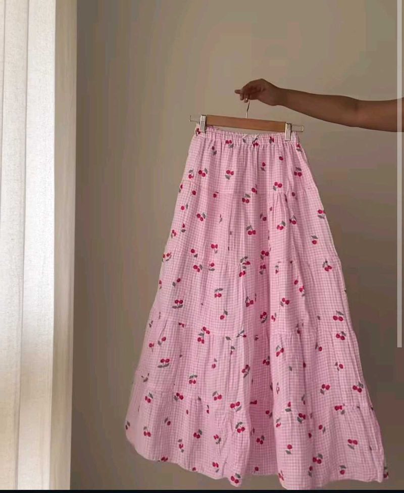 Cherry Gingham Maxi Skirt