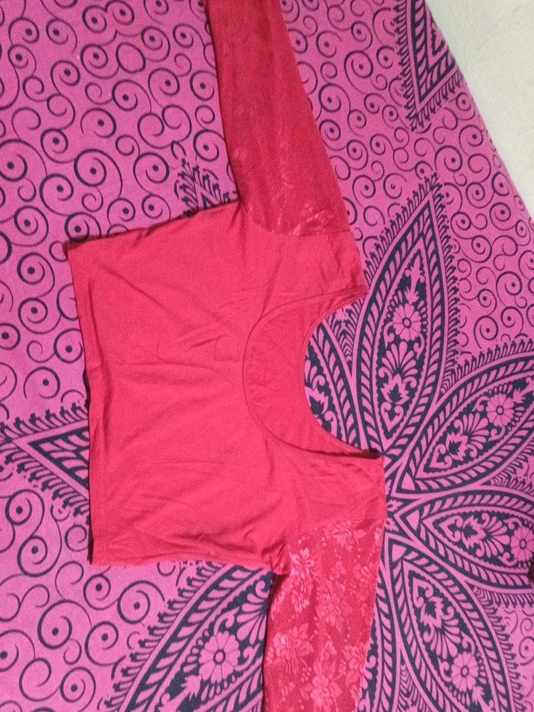 Red Top with Lace Sleeves
