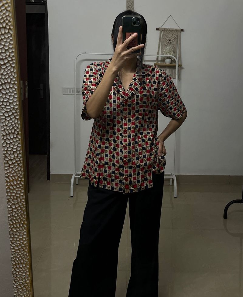 RED Buttoned Down Box Checked Casual Shirt