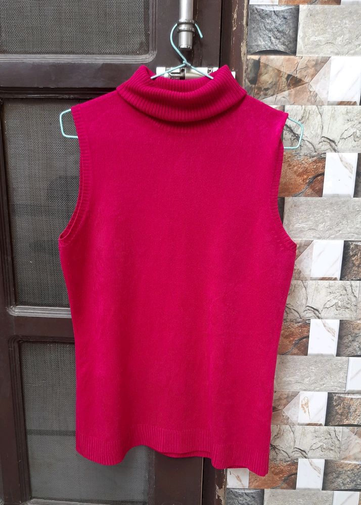 COVINGTON Hot Pink Sleeveless High Neck Top