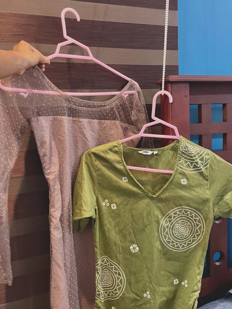 2 Kurta Green And Pink