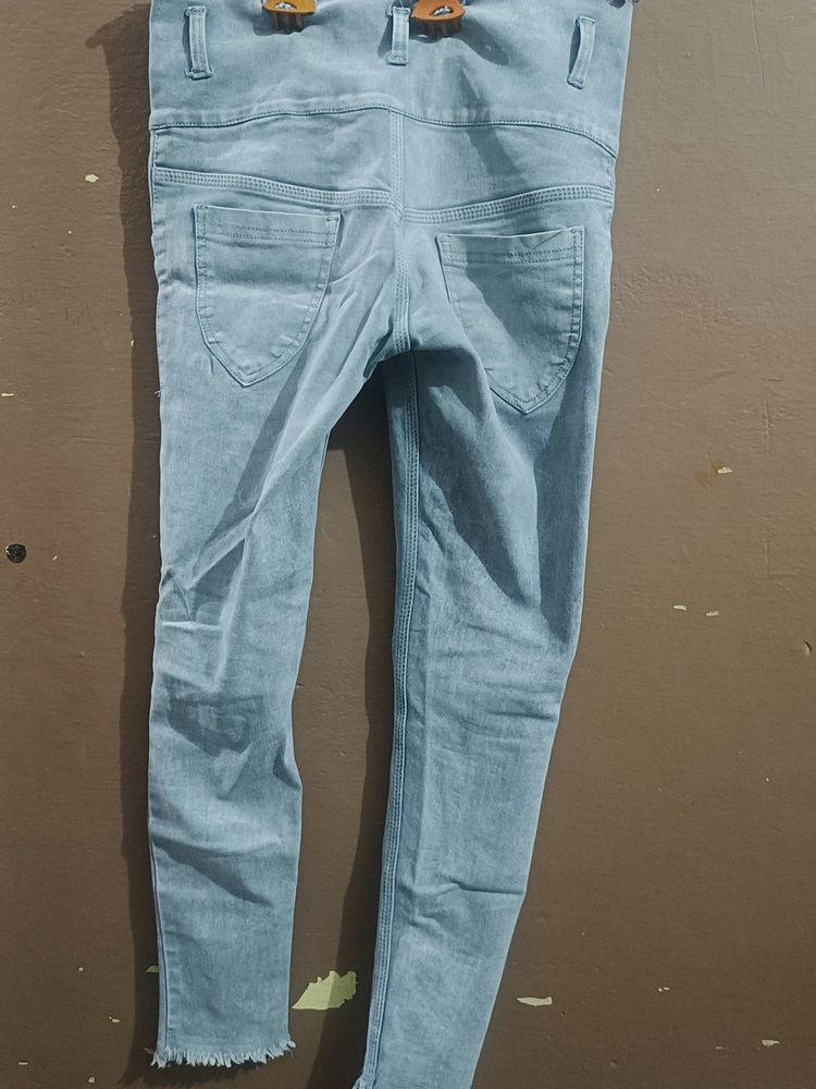 Gray Frayed Hem Jeans