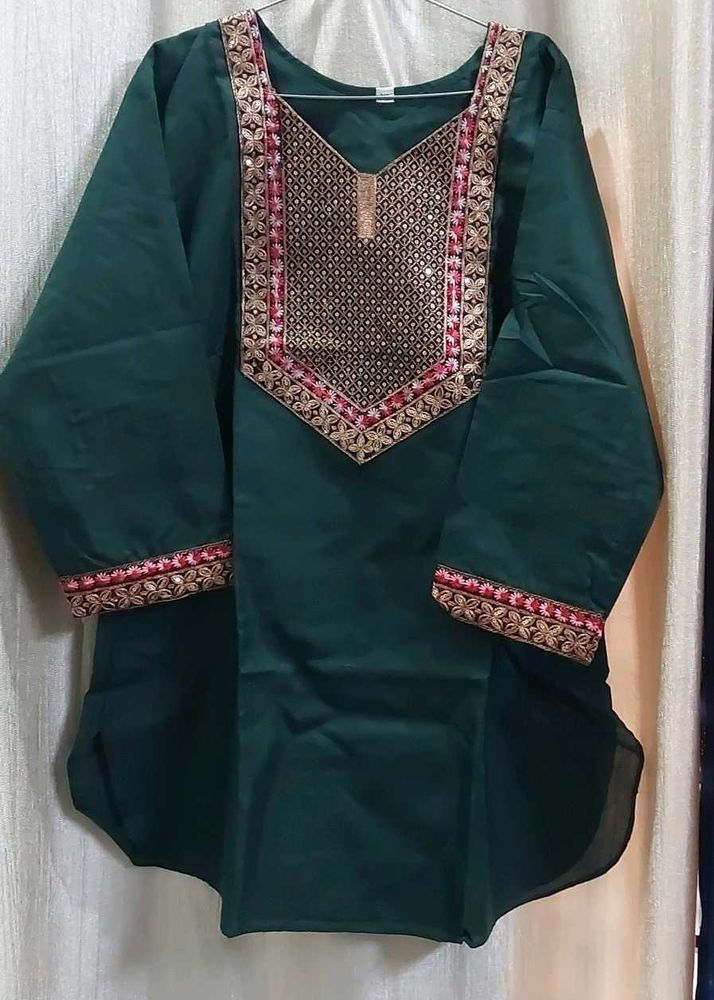 Elegant Green Embroidered Kurti ( Combo Of 2 )
