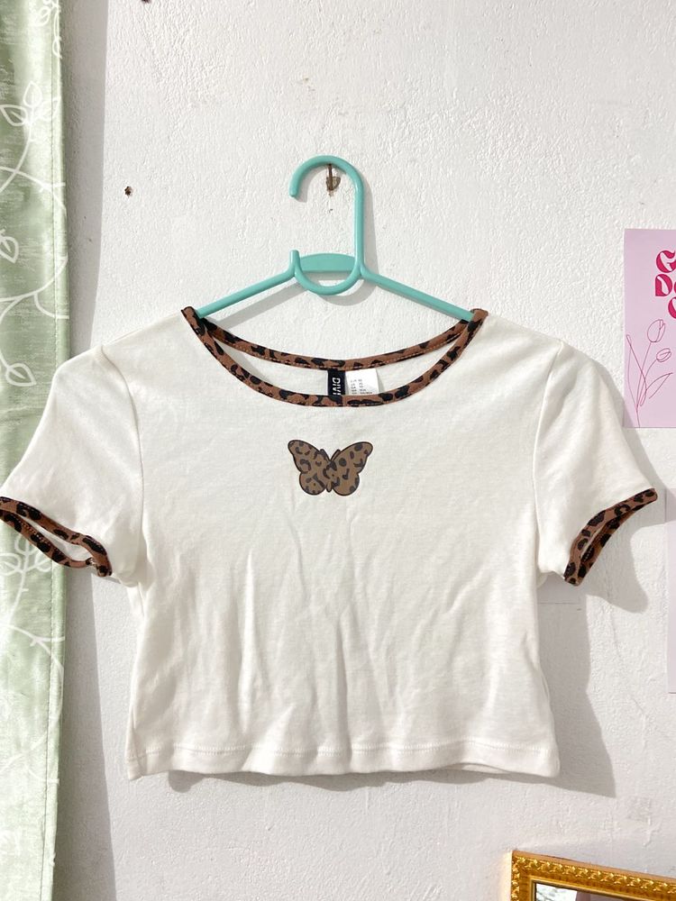 H&amp;M Butterfly Crop Top