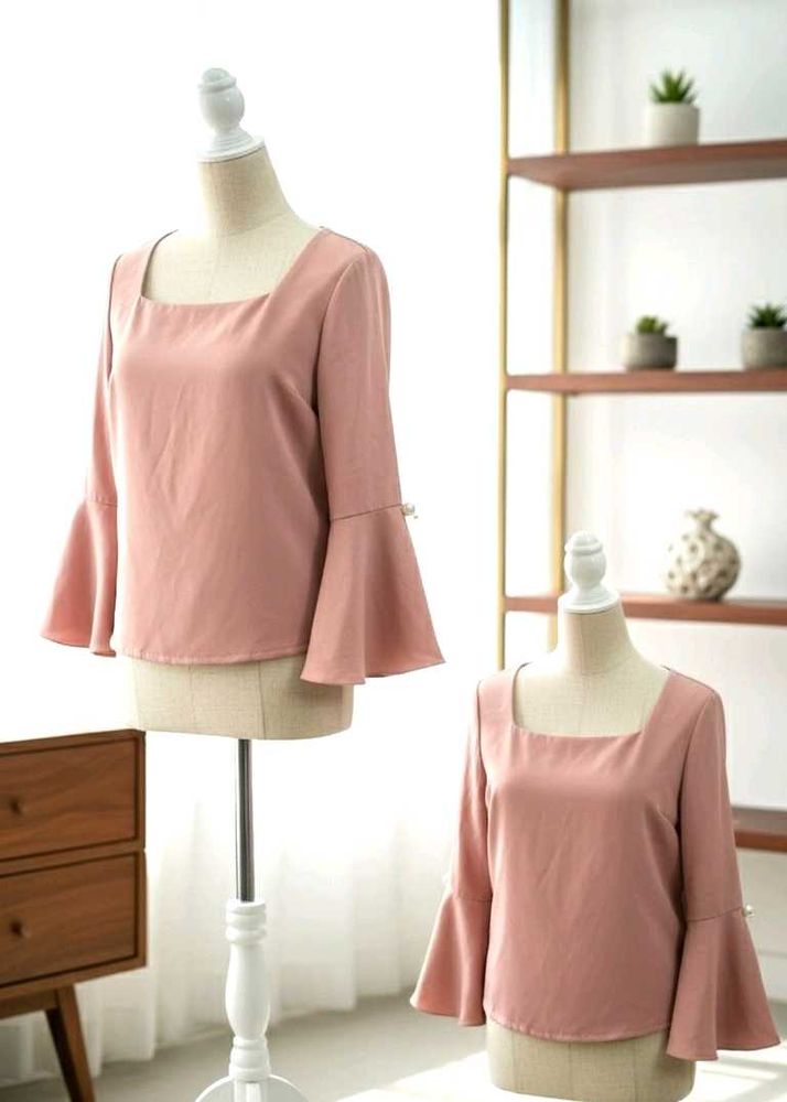 Elegant Pink Bell Sleeve Top