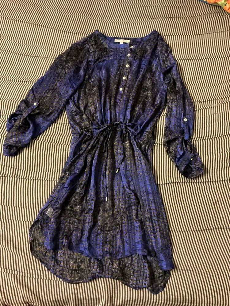 Printed Blue Mini Dress