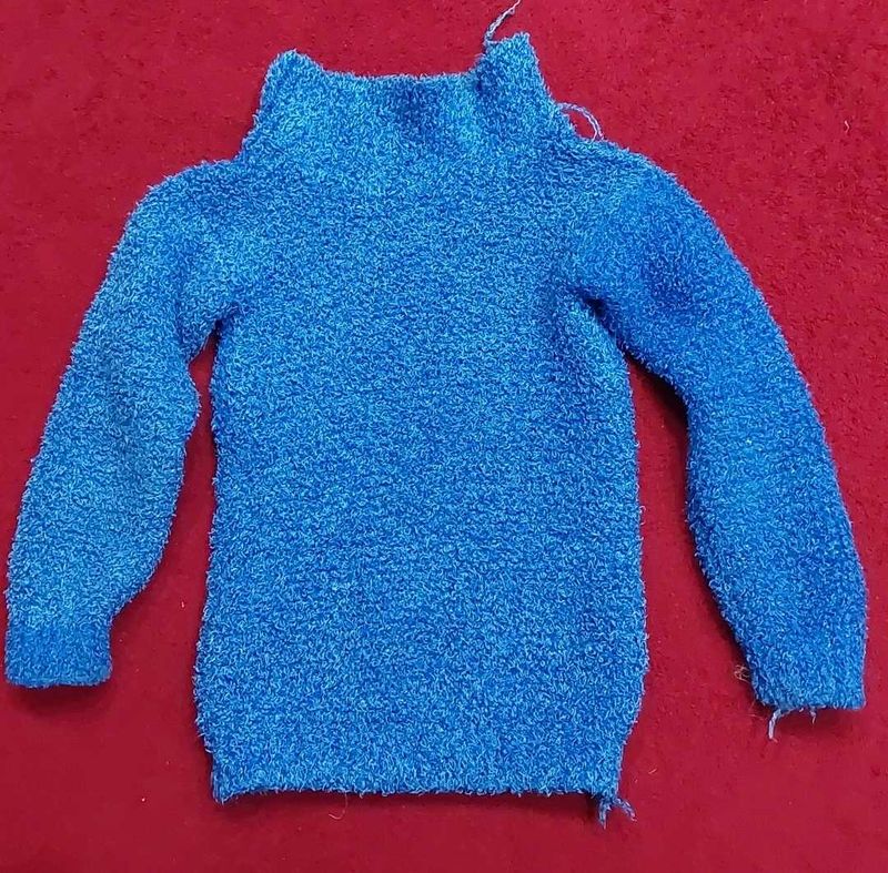 Blue Fuzzy Knit Sweater