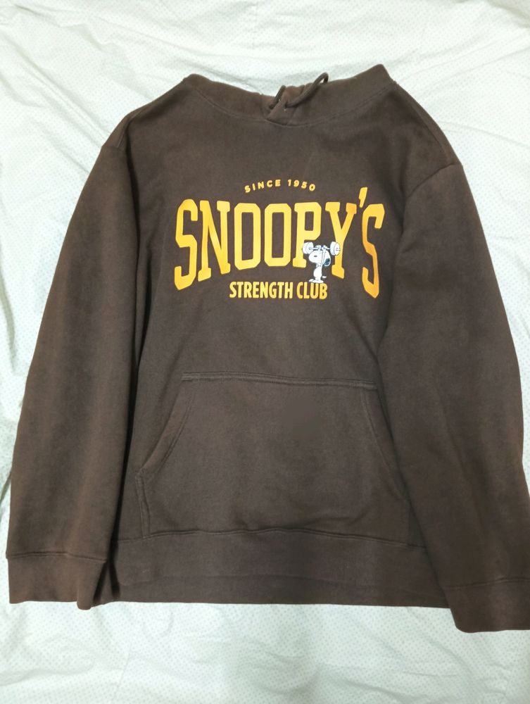 H&amp;M Oversized Brown Hoodie Snoopy
