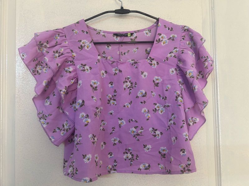 Floral Ruffle Sleeve Top