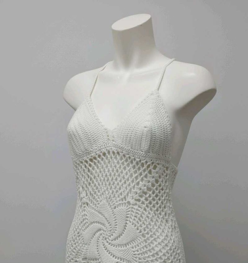 White Crochet Mini Dress