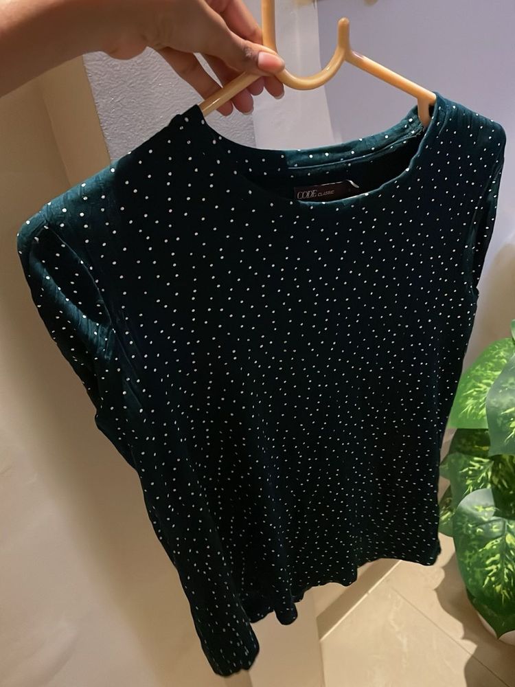 Green Polka Dot Top