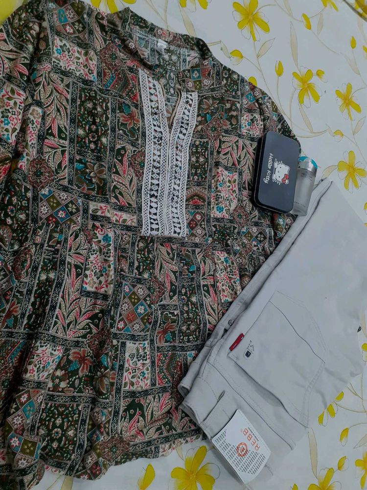 Stylish Printed Kurti with Pants