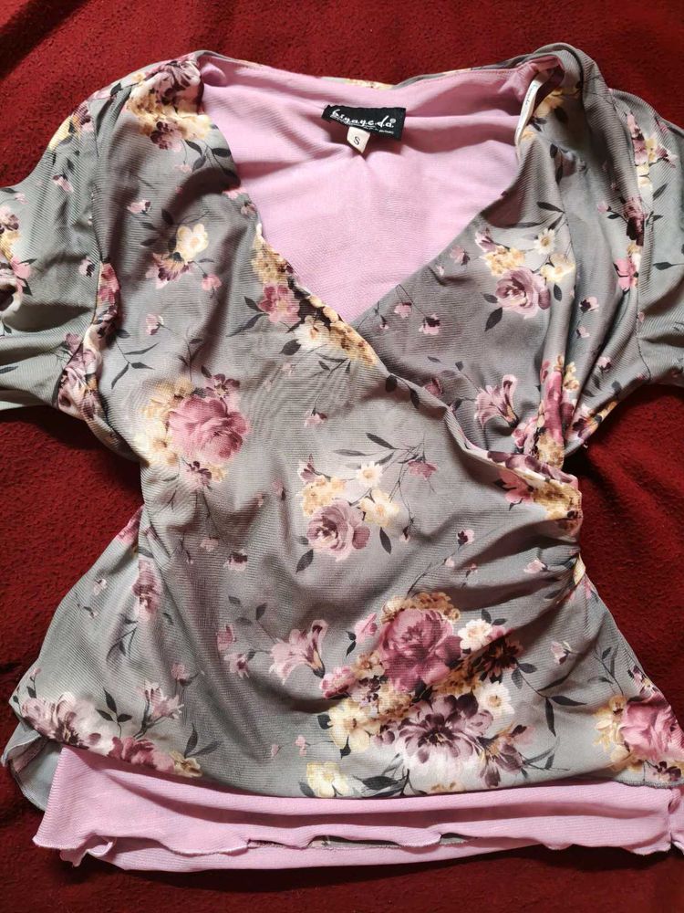 Floral Print Wrap Top