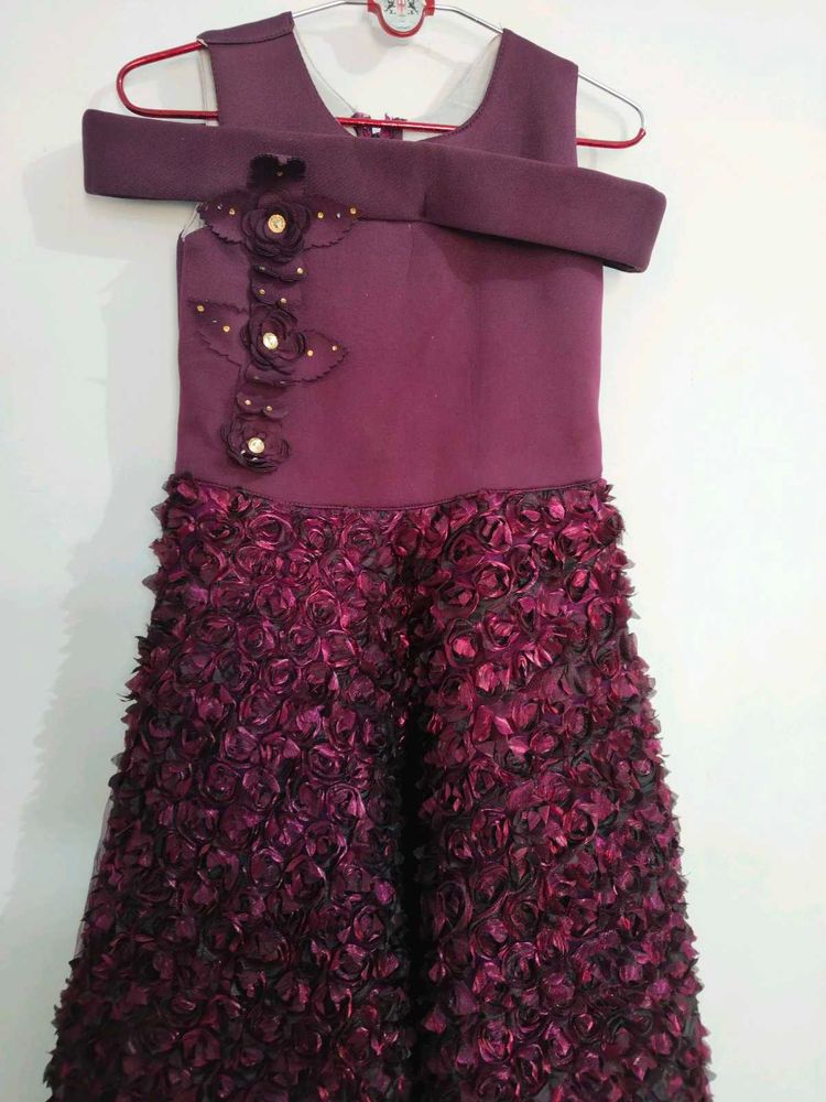 Wine Colour Party Wear Frock