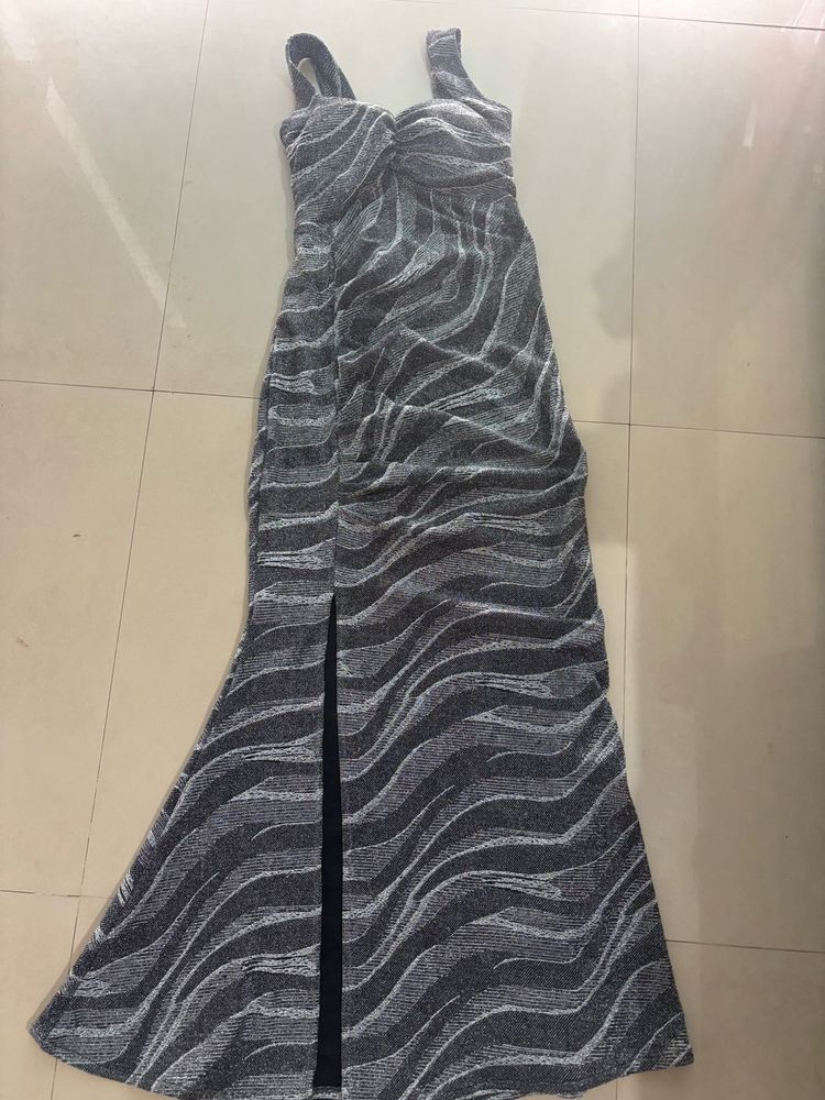 Elegant Silver Maxi Dress