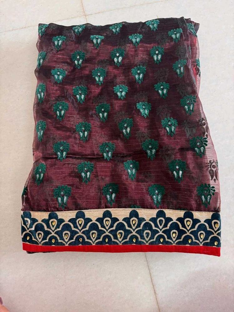 Coffee Brown Net Saree