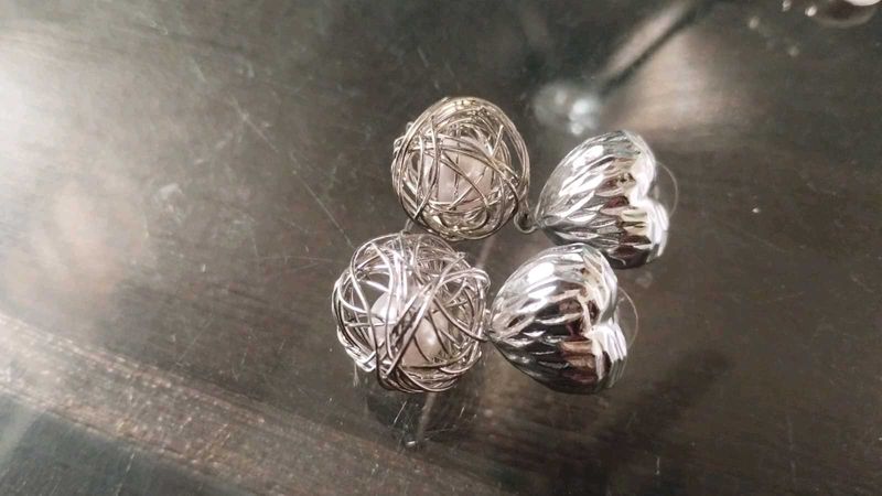 Silver Heart Round Spiral Earings
