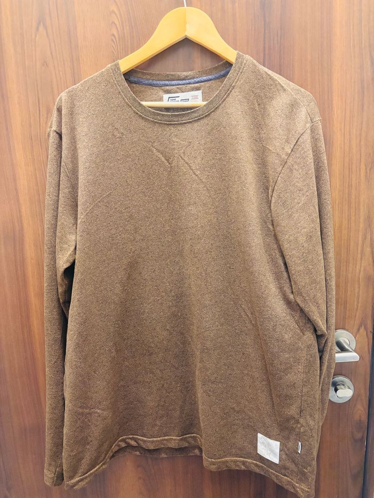 Brown Long Sleeve Crew Neck Tee