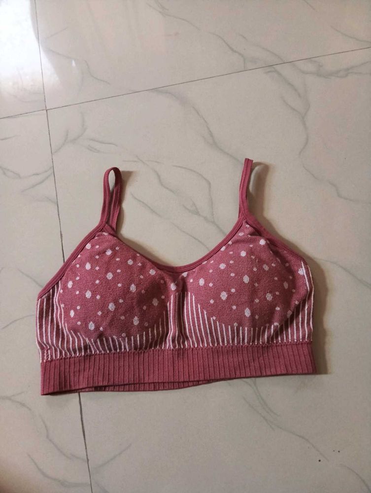 Pink Polka Dot Sports Bra